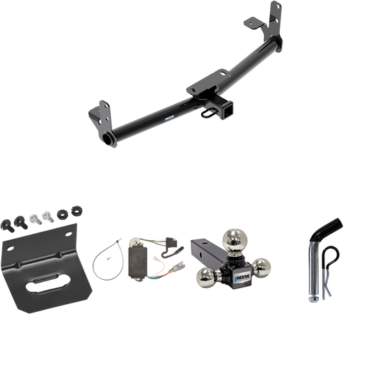 Fits 2005-2006 Chevrolet Equinox Trailer Hitch Tow PKG w/ 4-Flat Wiring Harness + Triple Ball Ball Mount 1-7/8" & 2" & 2-5/16" Trailer Balls + Pin/Clip + Wiring Bracket By Reese Towpower