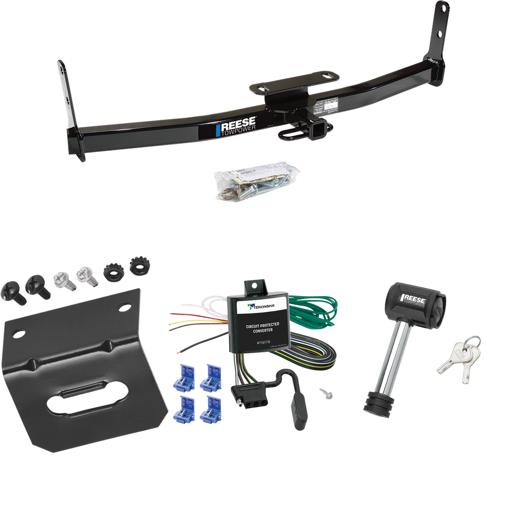 Fits 2007-2009 Chevrolet Equinox Trailer Hitch Tow PKG w/ 4-Flat Wiring Harness + Wiring Bracket + Hitch Lock By Reese Towpower