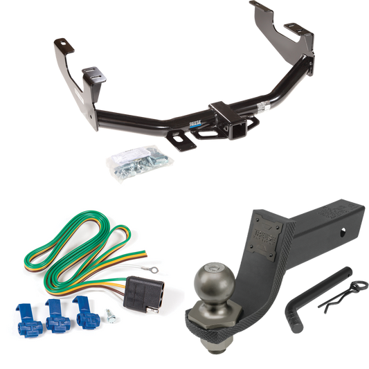 Fits 1997-1999 Ford F-250 Trailer Hitch Tow PKG w/ 4-Flat Wiring + Interlock Tactical Starter Kit w/ 3-1/4" Drop & 2" Ball (For Styleside Models) By Reese Towpower