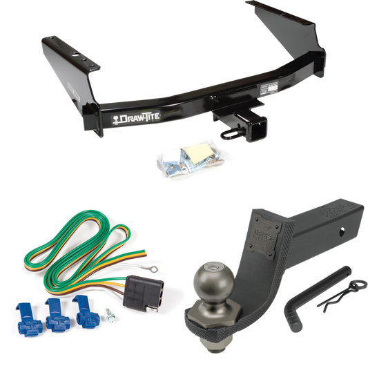 Fits 1997-1999 Ford F-250 Trailer Hitch Tow PKG w/ 4-Flat Wiring + Interlock Tactical Starter Kit w/ 3-1/4" Drop & 2" Ball (For Styleside Models) By Draw-Tite