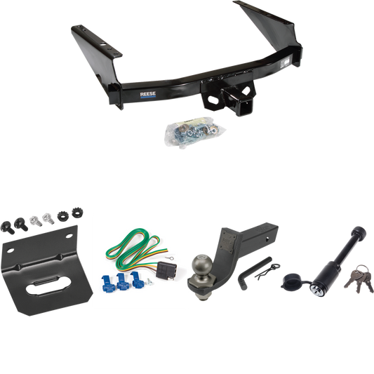 Fits 1997-2003 Ford F-150 Trailer Hitch Tow PKG w/ 4-Flat Wiring + Interlock Tactical Starter Kit w/ 3-1/4" Drop & 2" Ball + Tactical Dogbone Lock + Wiring Bracket (For Styleside Models) By Reese Towpower