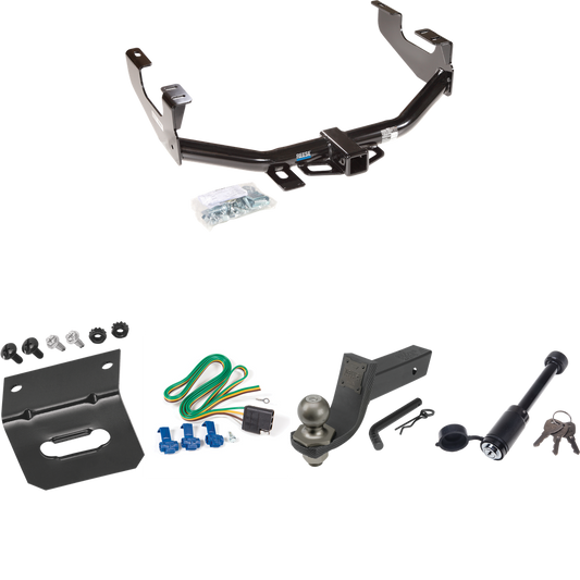 Fits 1999-2007 Ford F-250 Super Duty Trailer Hitch Tow PKG w/ 4-Flat Wiring + Interlock Tactical Starter Kit w/ 3-1/4" Drop & 2" Ball + Tactical Dogbone Lock + Wiring Bracket (Excludes: Cab & Chassis Models) By Reese Towpower