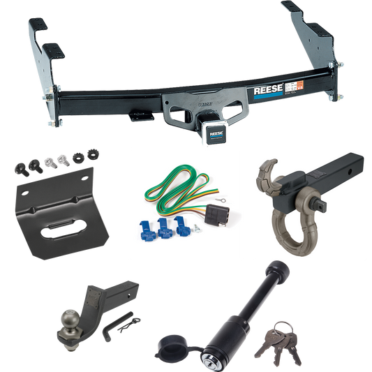 Fits 1997-2003 Ford F-150 Trailer Hitch Tow PKG w/ 4-Flat Wiring + Interlock Tactical Starter Kit w/ 3-1/4" Drop & 2" Ball + Tactical Hook & Shackle Mount + Tactical Dogbone Lock + Wiring Bracket (For Styleside Models) By Reese Towpower