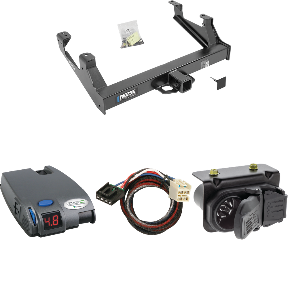 Fits 2015-2019 GMC Sierra 3500 HD Trailer Hitch Tow PKG w/ Tekonsha Primus IQ Brake Control + Plug & Play BC Adapter + 7-Way RV Wiring By Reese Towpower