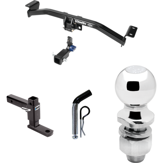 Fits 2016-2022 Lexus RX350 Trailer Hitch Tow PKG w/ Adjustable Drop Rise Ball Mount + Pin/Clip + 2" Ball (For Prepped w/Factory Tow Plug (See Instructions Prior to Installation) Models) By Draw-Tite