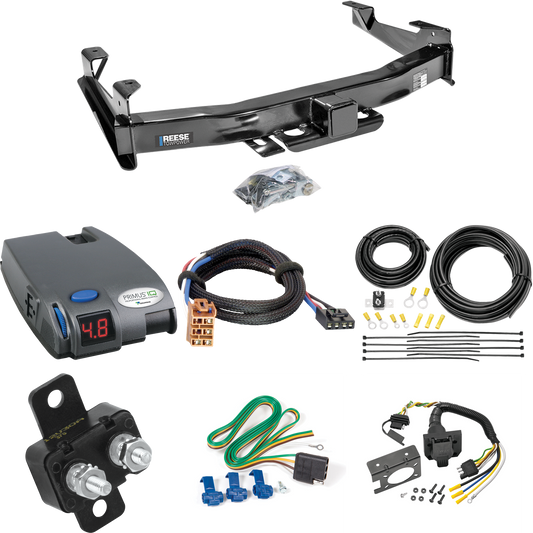 Fits 2001-2002 GMC Sierra 3500 Trailer Hitch Tow PKG w/ Tekonsha Primus IQ Brake Control + Plug & Play BC Adapter + 7-Way RV Wiring By Reese Towpower