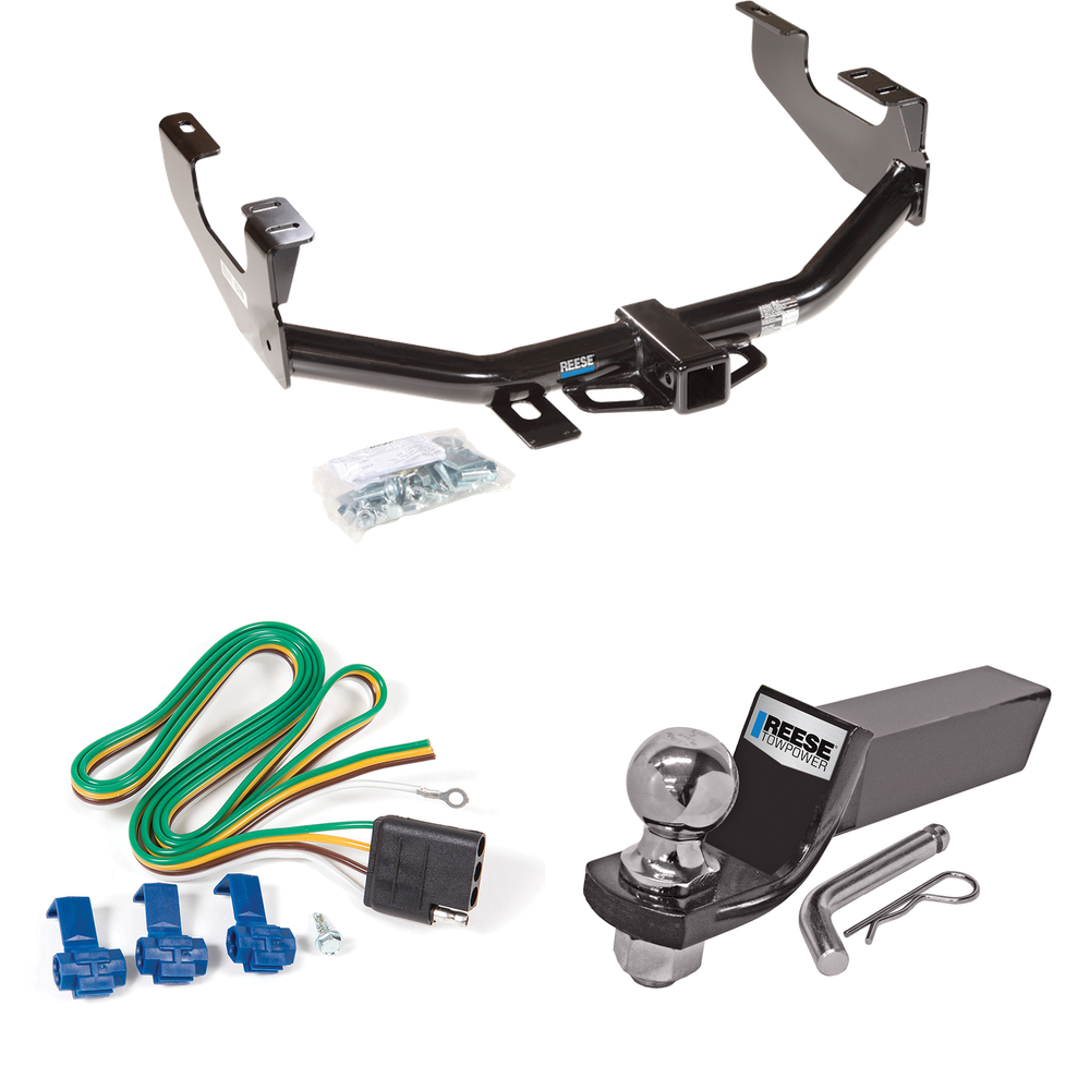 Fits 1997-2003 Ford F-150 Trailer Hitch Tow PKG w/ 4-Flat Wiring + Starter Kit Ball Mount w/ 2" Drop & 2" Ball (For Styleside Models) By Reese Towpower