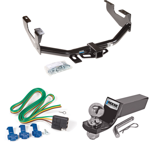 Fits 1997-2003 Ford F-150 Trailer Hitch Tow PKG w/ 4-Flat Wiring + Starter Kit Ball Mount w/ 2" Drop & 2" Ball (For Styleside Models) By Reese Towpower