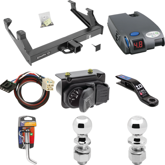 Se adapta al paquete de enganche de remolque Chevrolet Silverado 2500 HD 2015-2019 con control de freno Tekonsha Primus IQ + adaptador BC Plug &amp; Play + cableado RV de 7 vías + soporte de bola y caída de 2" y 2-5/16" de Draw-Tite