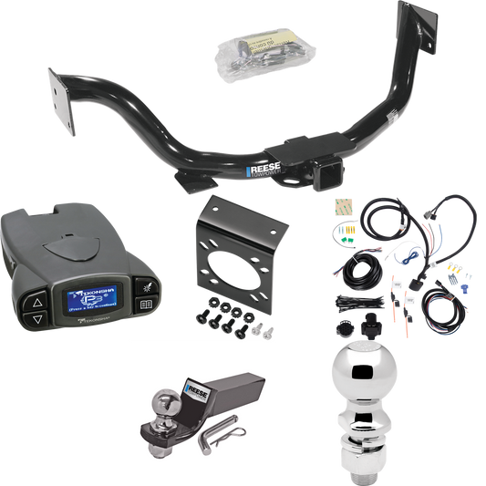 Se adapta al paquete de enganche de remolque KIA Sorento 2007-2009 con control de freno Tekonsha Prodigy P3 + cableado RV de 7 vías + soporte de bola y caída de 2" y 2-5/16" de Reese Towpower