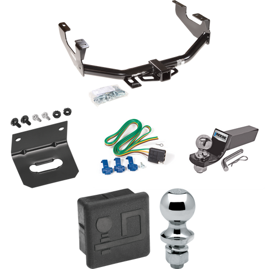 Fits 1999-2007 Ford F-350 Super Duty Trailer Hitch Tow PKG w/ 4-Flat Wiring + Starter Kit Ball Mount w/ 2" Drop & 2" Ball + 1-7/8" Ball + Wiring Bracket + Hitch Cover (Excludes: Cab & Chassis Models) By Draw-Tite