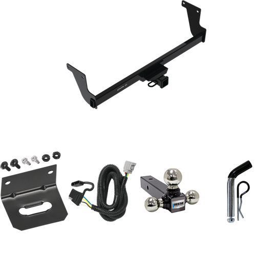 Fits 2023-2023 Lexus RX350 Trailer Hitch Tow PKG w/ 4-Flat Wiring Harness + Triple Ball Ball Mount 1-7/8" & 2" & 2-5/16" Trailer Balls + Pin/Clip + Wiring Bracket (For Prepped w/Factory Tow Plug (See Instructions Prior to Installation) Models) By Dra