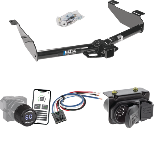 Fits 2007-2010 GMC Sierra 2500 HD Trailer Hitch Tow PKG w/ Tekonsha Prodigy iD Bluetooth Wireless Brake Control + Generic BC Wiring Adapter + 7-Way RV Wiring By Reese Towpower