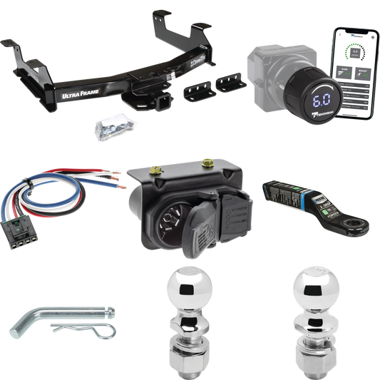 Fits 2011-2014 Chevrolet Silverado 3500 HD Trailer Hitch Tow PKG w/ Tekonsha Prodigy iD Bluetooth Wireless Brake Control + Generic BC Wiring Adapter + 7-Way RV Wiring + 2" & 2-5/16" Ball & Drop Mount By Draw-Tite