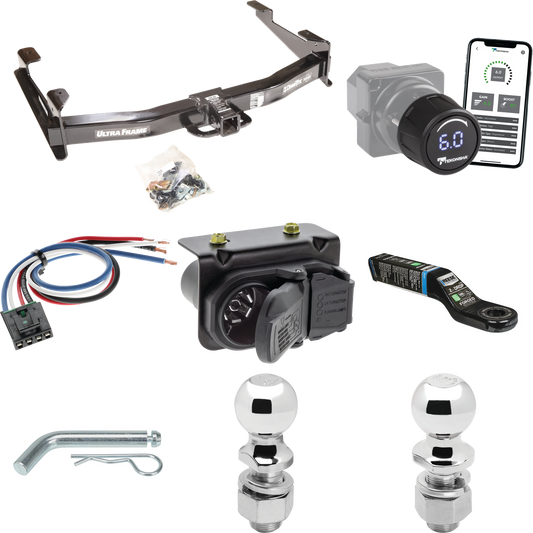 Fits 2007-2010 GMC Sierra 3500 HD Trailer Hitch Tow PKG w/ Tekonsha Prodigy iD Bluetooth Wireless Brake Control + Generic BC Wiring Adapter + 7-Way RV Wiring + 2" & 2-5/16" Ball & Drop Mount By Draw-Tite