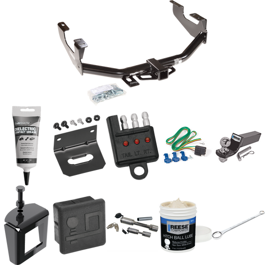 Fits 2004-2004 Ford F-150 Heritage Trailer Hitch Tow PKG w/ 4-Flat Wiring + Starter Kit Ball Mount w/ 2" Drop & 2" Ball + Wiring Bracket + Hitch Cover + Dual Hitch & Coupler Locks + Wiring Tester + Ball Lube + Electric Grease + Ball Wrench + Anti Rat