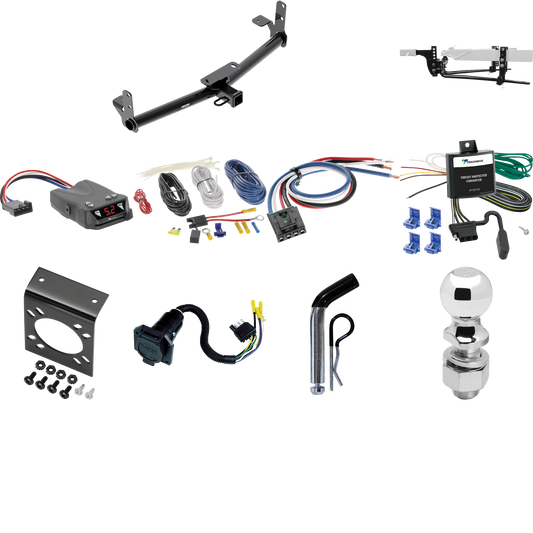 Fits 2007-2009 Chevrolet Equinox Trailer Hitch Tow PKG w/ 8K Round Bar Weight Distribution Hitch w/ 2-5/16" Ball + 2" Ball + Pin/Clip + Tekonsha Brakeman IV Brake Control + Generic BC Wiring Adapter + 7-Way RV Wiring By Reese Towpower