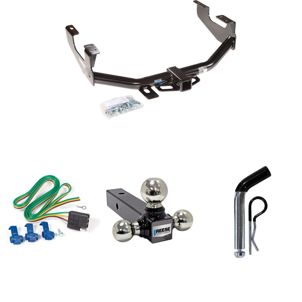 Se adapta al paquete de remolque con enganche para remolque Ford F-350 Super Duty 1999-2007 con 4 cables planos + soporte de bola triple de bolas de remolque de 1-7/8" y 2" y 2-5/16" + pasador/clip (excluye: Modelos de cabina y chasis) de Reese Towpower