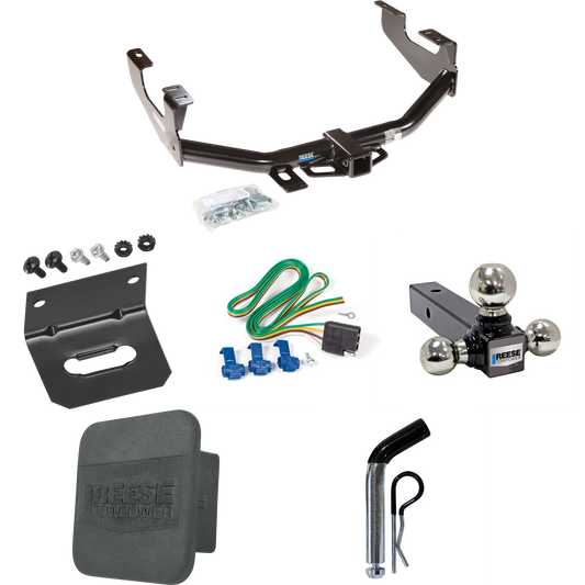 Fits 1999-2007 Ford F-250 Super Duty Trailer Hitch Tow PKG w/ 4-Flat Wiring + Triple Ball Ball Mount 1-7/8" & 2" & 2-5/16" Trailer Balls + Pin/Clip + Wiring Bracket + Hitch Cover (Excludes: Cab & Chassis Models) By Reese Towpower