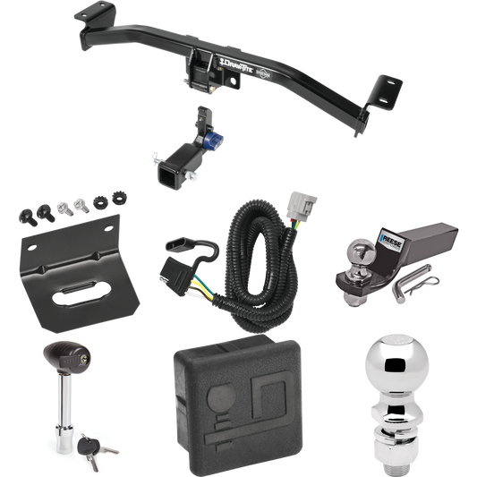 Fits 2016-2022 Lexus RX350 Trailer Hitch Tow PKG w/ 4-Flat Wiring + Starter Kit Ball Mount w/ 2" Drop & 2" Ball + 2-5/16" Ball + Wiring Bracket + Hitch Lock + Hitch Cover (For Prepped w/Factory Tow Plug (See Instructions Prior to Installation) Models