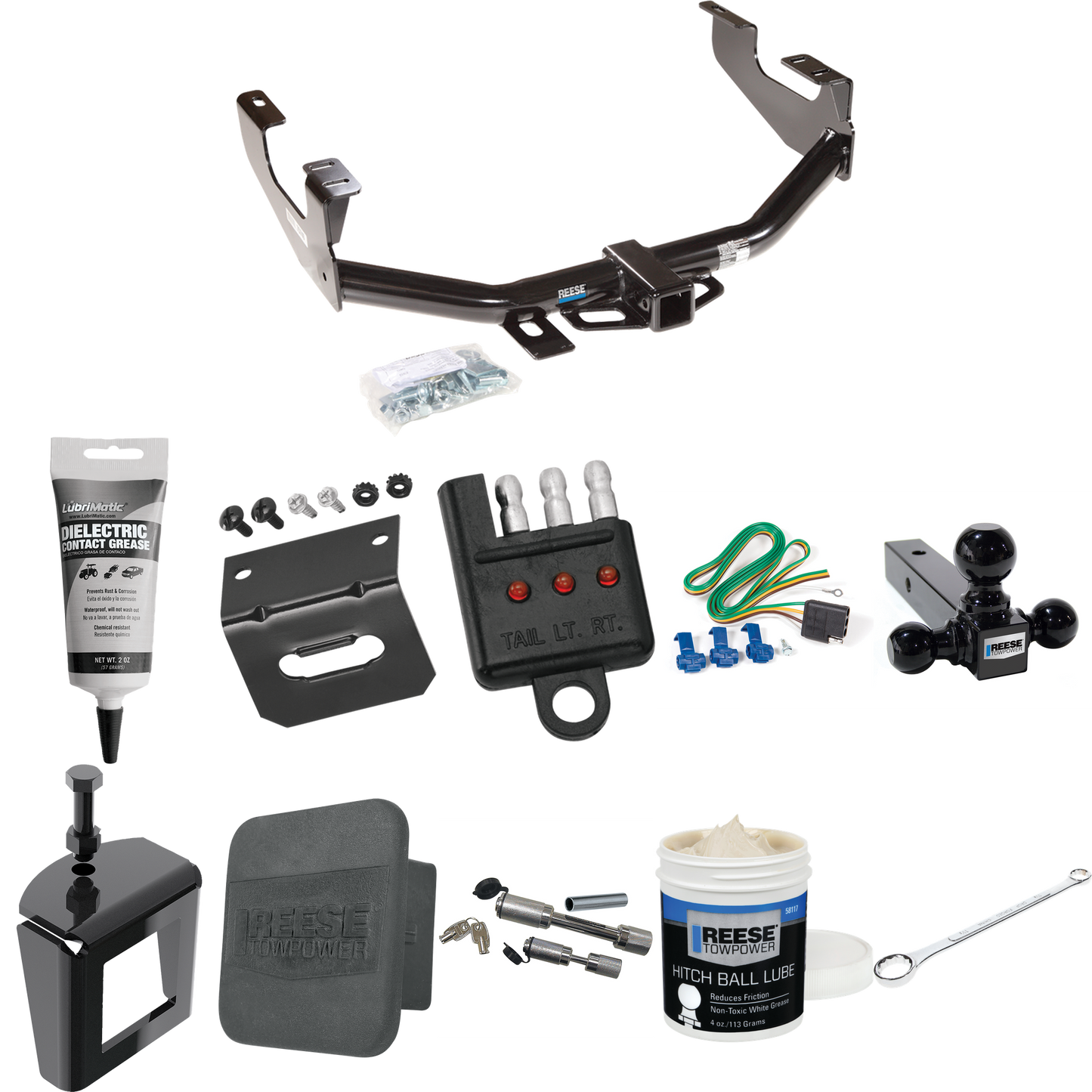 Fits 2004-2004 Ford F-150 Heritage Trailer Hitch Tow PKG w/ 4-Flat Wiring + Triple Ball Ball Mount 1-7/8" & 2" & 2-5/16" Trailer Balls + Wiring Bracket + Hitch Cover + Dual Hitch & Coupler Locks + Wiring Tester + Ball Lube + Electric Grease + Ball Wr