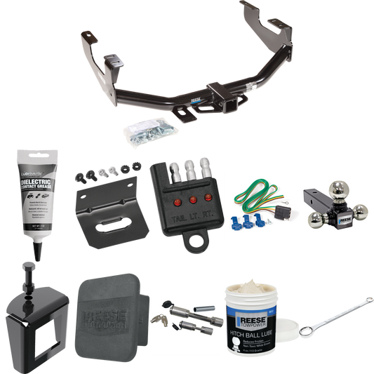 Fits 1999-2007 Ford F-350 Super Duty Trailer Hitch Tow PKG w/ 4-Flat Wiring + Triple Ball Ball Mount 1-7/8" & 2" & 2-5/16" Trailer Balls + Wiring Bracket + Hitch Cover + Dual Hitch & Coupler Locks + Wiring Tester + Ball Lube + Electric Grease + Ball