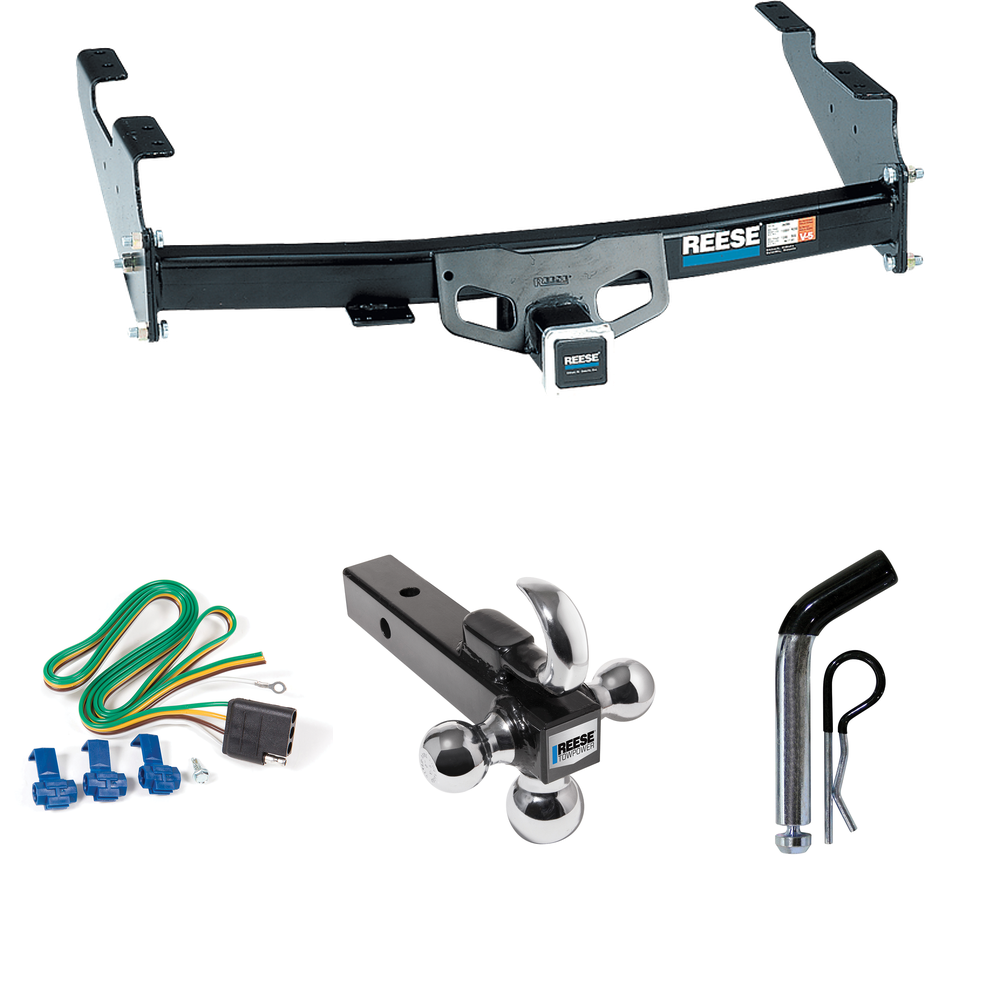 Fits 2004-2004 Ford F-150 Heritage Trailer Hitch Tow PKG w/ 4-Flat Wiring + Triple Ball Ball Mount 1-7/8" & 2" & 2-5/16" Trailer Balls w/ Tow Hook + Pin/Clip (For Styleside Models) By Reese Towpower