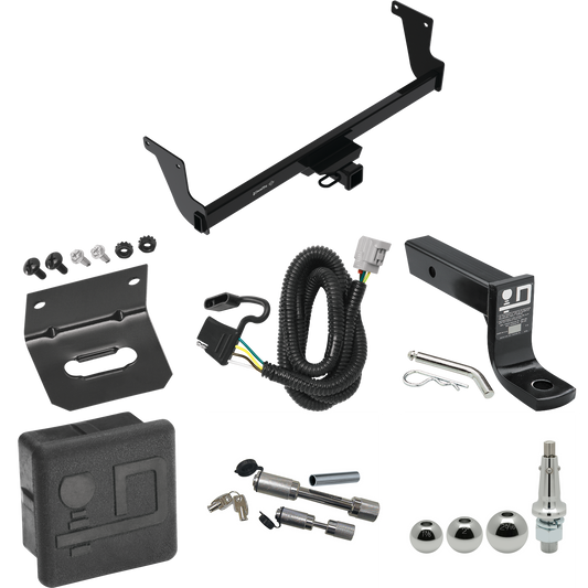 Fits 2023-2023 Lexus RX350 Trailer Hitch Tow PKG w/ 4-Flat Wiring + Ball Mount w/ 4" Drop + Interchangeable Ball 1-7/8" & 2" & 2-5/16" + Wiring Bracket + Dual Hitch & Coupler Locks + Hitch Cover (For Prepped w/Factory Tow Plug (See Instructions Prior