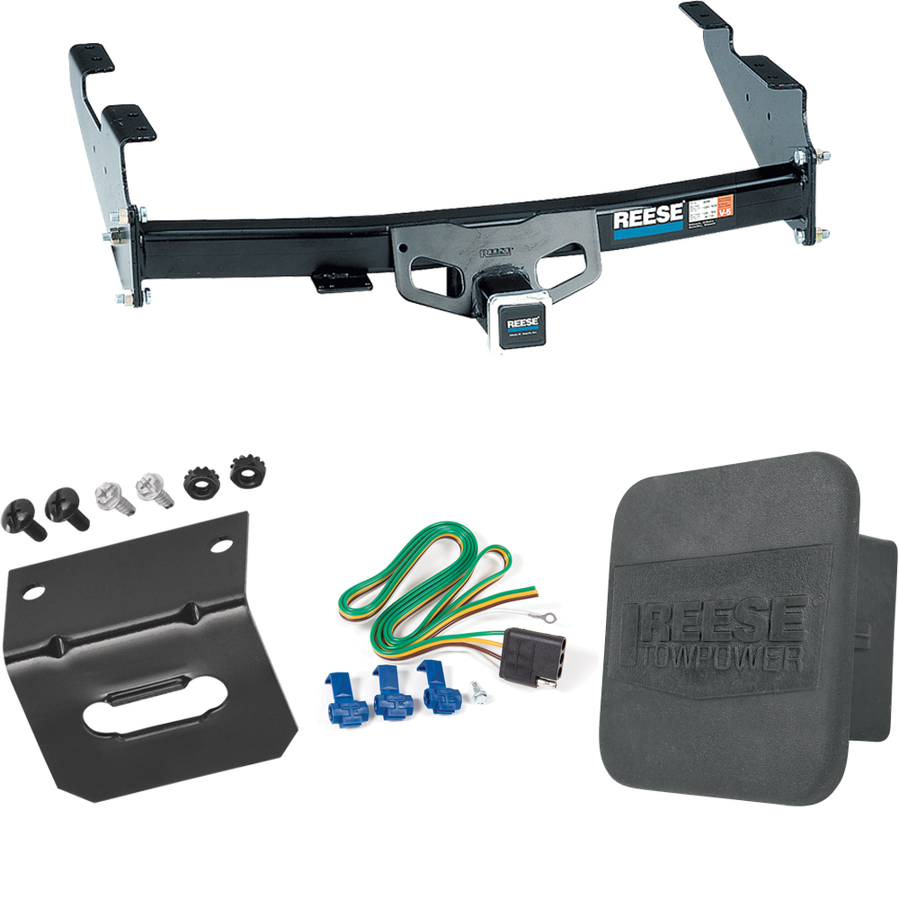 Fits 2004-2004 Ford F-150 Heritage Trailer Hitch Tow PKG w/ 4-Flat Wiring Harness + Wiring Bracket + Hitch Cover (For Styleside Models) By Reese Towpower