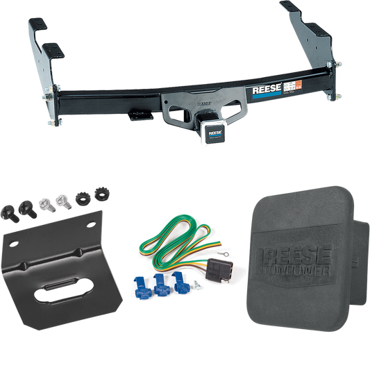 Fits 2004-2004 Ford F-150 Heritage Trailer Hitch Tow PKG w/ 4-Flat Wiring Harness + Wiring Bracket + Hitch Cover (For Styleside Models) By Reese Towpower