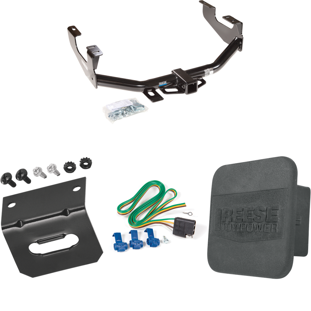 Fits 2004-2004 Ford F-150 Heritage Trailer Hitch Tow PKG w/ 4-Flat Wiring Harness + Wiring Bracket + Hitch Cover (For Styleside Models) By Reese Towpower