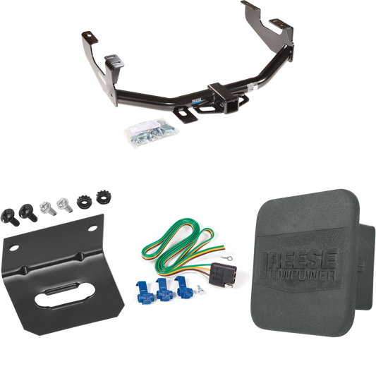 Fits 2004-2004 Ford F-150 Heritage Trailer Hitch Tow PKG w/ 4-Flat Wiring Harness + Wiring Bracket + Hitch Cover (For Styleside Models) By Reese Towpower