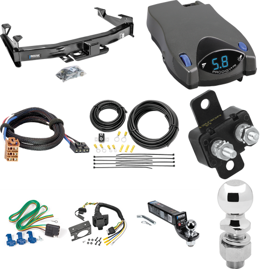 Fits 2001-2002 GMC Sierra 2500 HD Trailer Hitch Tow PKG w/ Tekonsha Prodigy P2 Brake Control + Plug & Play BC Adapter + 7-Way RV Wiring + 2" & 2-5/16" Ball & Drop Mount By Reese Towpower