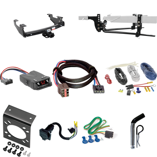 Fits 1997-2003 Ford F-150 Trailer Hitch Tow PKG w/ 8K Round Bar Weight Distribution Hitch w/ 2-5/16" Ball + Pin/Clip + Tekonsha Brakeman IV Brake Control + Plug & Play BC Adapter + 7-Way RV Wiring (For Styleside Models) By Reese Towpower