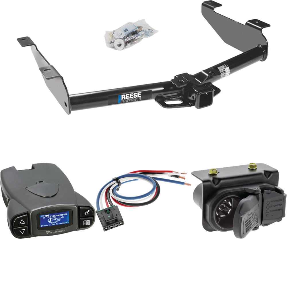 Se adapta al paquete de enganche de remolque GMC Sierra 2500 HD 2007-2010 con control de freno Tekonsha Prodigy P3 + adaptador de cableado BC genérico + cableado RV de 7 vías de Reese Towpower