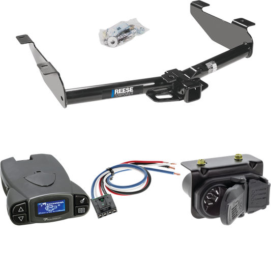 Se adapta al paquete de enganche de remolque GMC Sierra 2500 HD 2007-2010 con control de freno Tekonsha Prodigy P3 + adaptador de cableado BC genérico + cableado RV de 7 vías de Reese Towpower