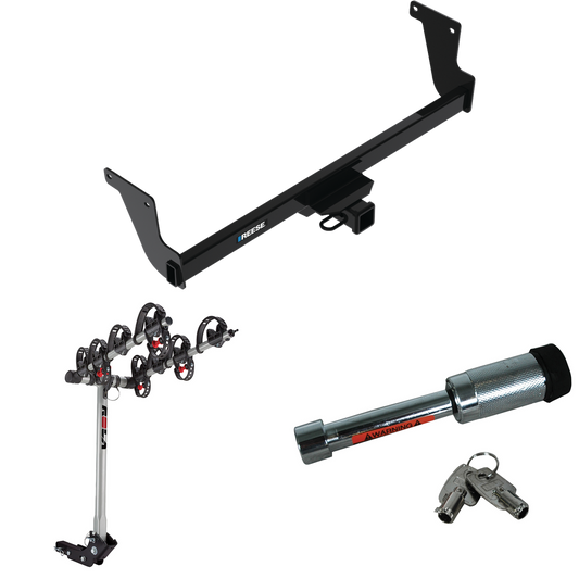 Fits 2023-2023 Lexus RX350 Trailer Hitch Tow PKG w/ 4 Bike Carrier Rack + Hitch Lock By Reese Towpower