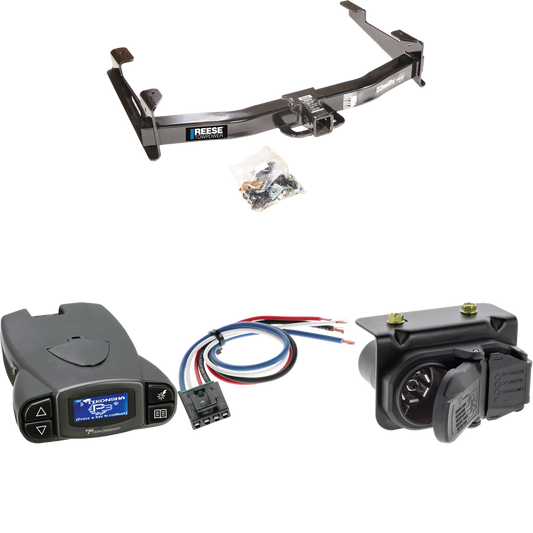 Compatible con paquete de remolque de enganche para remolque Chevrolet Silverado 3500 HD 2007-2010 con control de freno Tekonsha Prodigy P3 + adaptador de cableado BC genérico + cableado RV de 7 vías de Reese Towpower