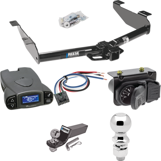 Fits 2007-2010 GMC Sierra 2500 HD Trailer Hitch Tow PKG w/ Tekonsha Prodigy P3 Brake Control + Generic BC Wiring Adapter + 7-Way RV Wiring + 2" & 2-5/16" Ball & Drop Mount By Reese Towpower