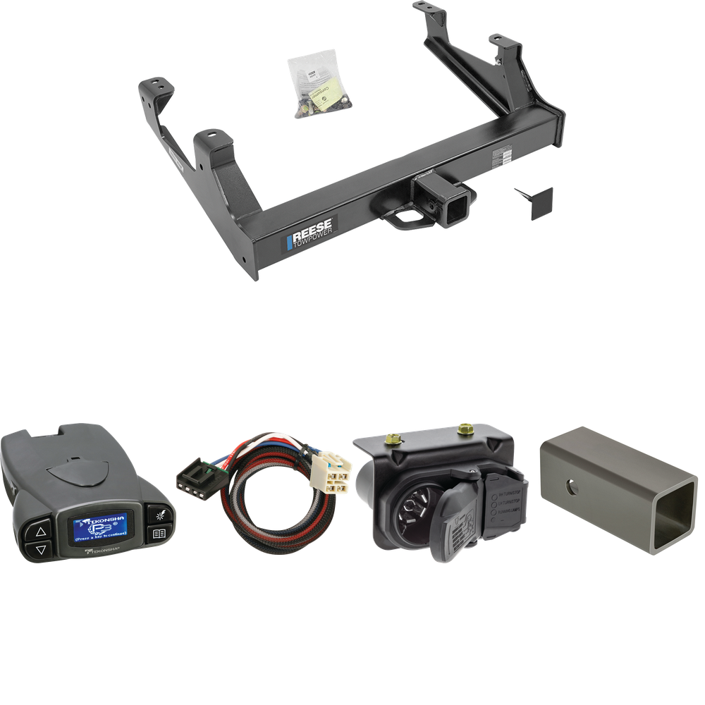 Fits 2015-2019 Chevrolet Silverado 2500 HD Trailer Hitch Tow PKG w/ Tekonsha Prodigy P3 Brake Control + Plug & Play BC Adapter + 7-Way RV Wiring By Reese Towpower