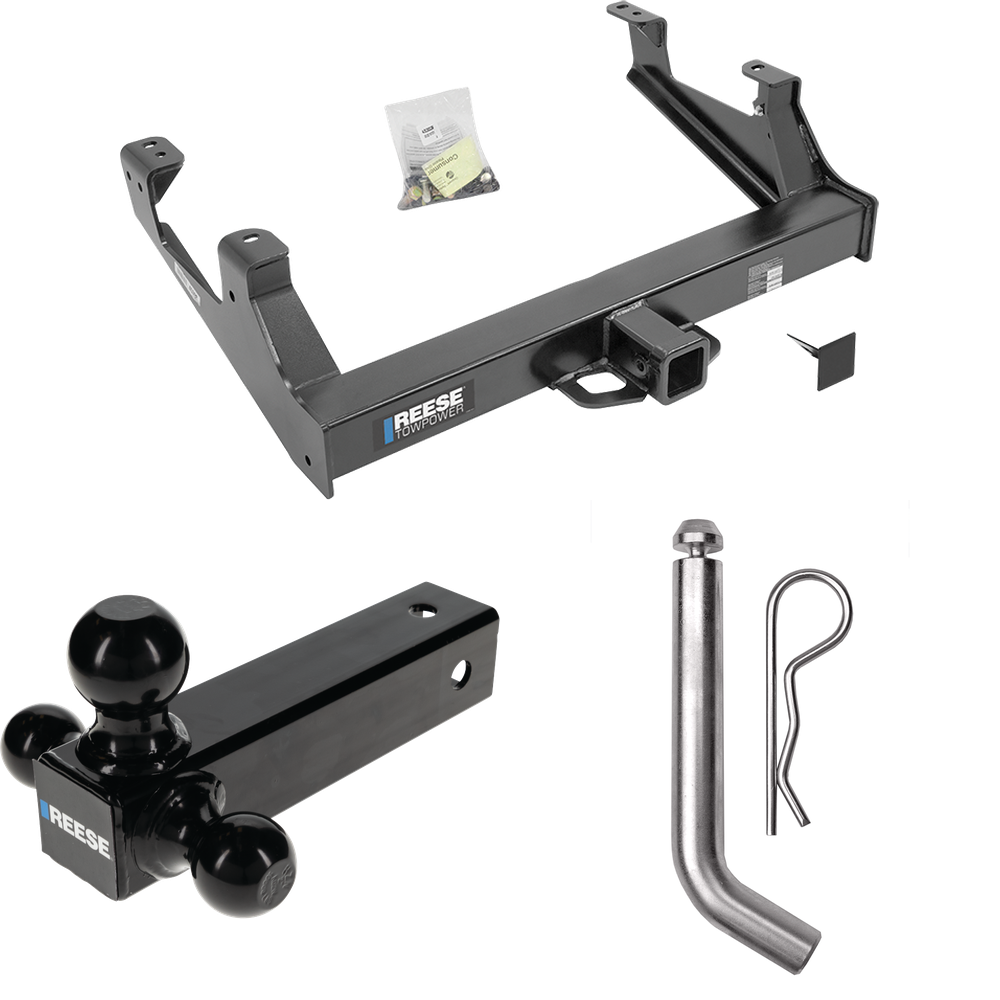 Fits 2015-2019 Chevrolet Silverado 3500 HD Trailer Hitch Tow PKG w/ Triple Ball Ball Mount 1-7/8" & 2" & 2-5/16" Trailer Balls + Pin/Clip By Reese Towpower