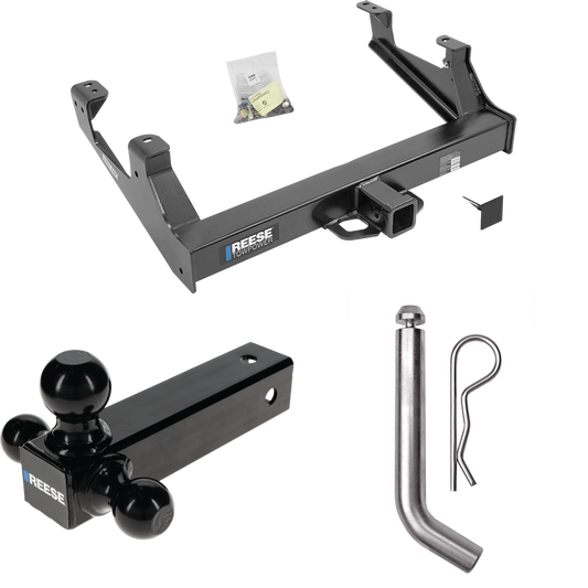 Fits 2015-2019 Chevrolet Silverado 3500 HD Trailer Hitch Tow PKG w/ Triple Ball Ball Mount 1-7/8" & 2" & 2-5/16" Trailer Balls + Pin/Clip By Reese Towpower