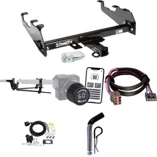 Fits 1994-1996 Ford F-250 Trailer Hitch Tow PKG w/ 11.5K Round Bar Weight Distribution Hitch w/ 2-5/16" Ball + Pin/Clip + Tekonsha Prodigy iD Bluetooth Wireless Brake Control + Plug & Play BC Adapter + 7-Way RV Wiring (For w/Deep Drop Bumper Models)