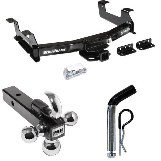 Fits 2011-2014 Chevrolet Silverado 2500 HD Trailer Hitch Tow PKG w/ Triple Ball Ball Mount 1-7/8" & 2" & 2-5/16" Trailer Balls w/ Tow Hook + Pin/Clip By Draw-Tite