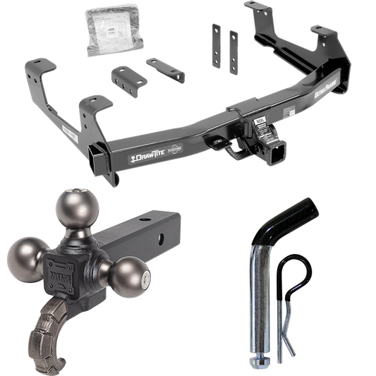 Fits 2015-2019 Chevrolet Silverado 3500 HD Trailer Hitch Tow PKG w/ Triple Ball Ball Mount 1-7/8" & 2" & 2-5/16" Trailer Balls w/ Tow Hook + Pin/Clip By Draw-Tite