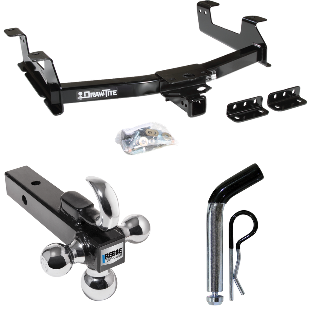 Fits 2011-2014 Chevrolet Silverado 2500 HD Trailer Hitch Tow PKG w/ Triple Ball Ball Mount 1-7/8" & 2" & 2-5/16" Trailer Balls w/ Tow Hook + Pin/Clip By Draw-Tite