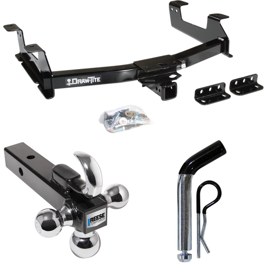 Fits 2011-2014 Chevrolet Silverado 2500 HD Trailer Hitch Tow PKG w/ Triple Ball Ball Mount 1-7/8" & 2" & 2-5/16" Trailer Balls w/ Tow Hook + Pin/Clip By Draw-Tite