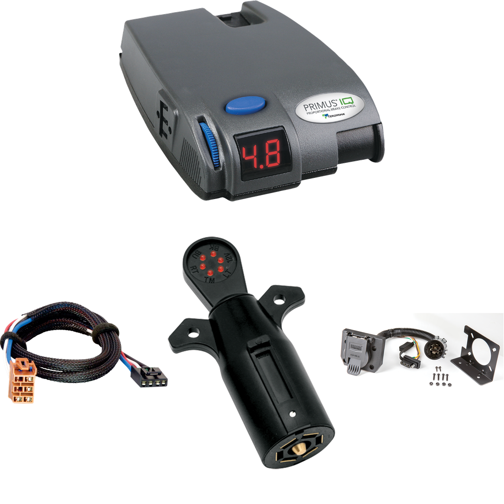 Compatible con cableado RV de 7 vías GMC Sierra 1500 HD 2003-2003 + control de freno Tekonsha Primus IQ + adaptador BC Plug &amp; Play + probador de 7 vías de Reese Towpower