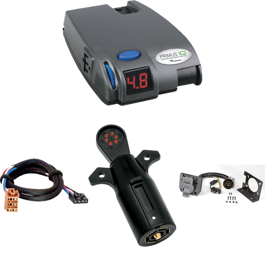 Compatible con cableado RV de 7 vías GMC Sierra 1500 HD 2003-2003 + control de freno Tekonsha Primus IQ + adaptador BC Plug &amp; Play + probador de 7 vías de Reese Towpower