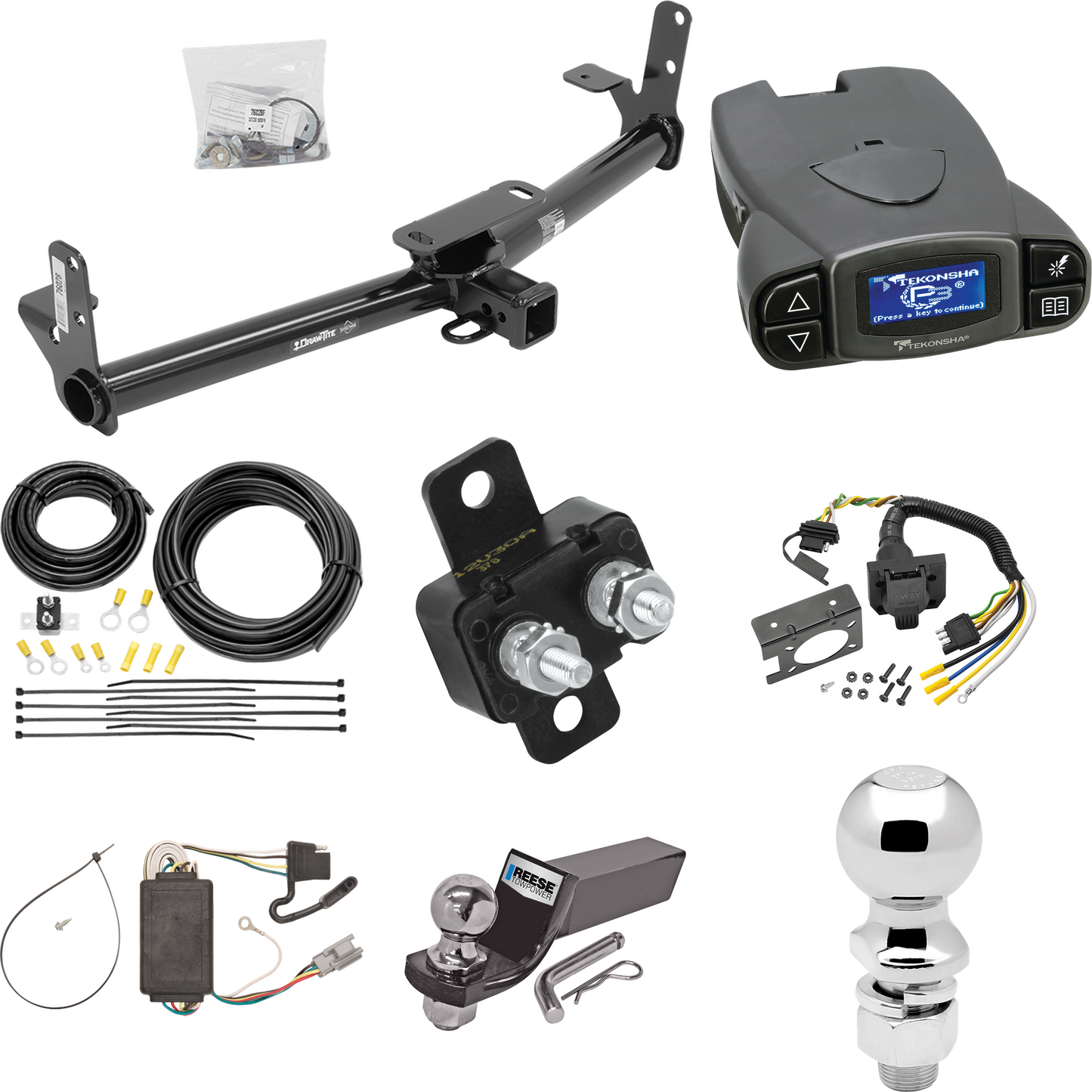 Fits 2005-2006 Chevrolet Equinox Trailer Hitch Tow PKG w/ Tekonsha Prodigy P3 Brake Control + 7-Way RV Wiring + 2" & 2-5/16" Ball & Drop Mount By Draw-Tite